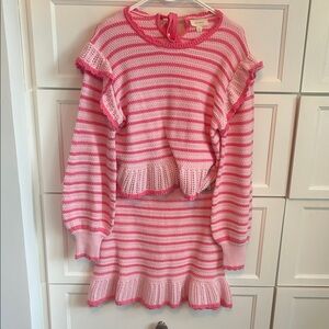 Pink Lightweight Sweater & Skirt Set by Rareraw